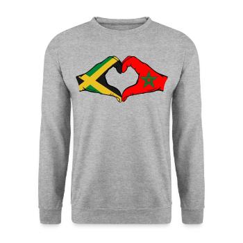 Jamaïque Maroc Mains Forme de Coeur - Sweat-shirt Unisexe - gris chiné - Devant - Alina (178cm) & Michal (187cm)
