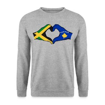Jamaica Kosovo Hands Heart Shape - Unisex Sweatshirt - salt & pepper - Front - Alina (178cm) & Michal (187cm)