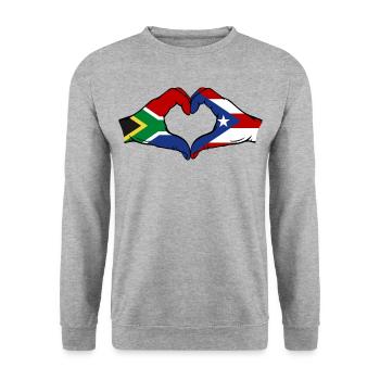 South Africa Puerto Rico Hands Heart Shape - Unisex Sweatshirt - salt & pepper - Front - Alina (178cm) & Michal (187cm)