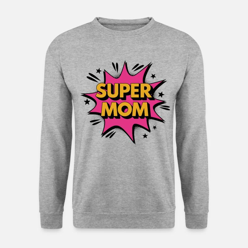 Super Mom – Comic-Style Power Design - Unisex Pullover - Weißgrau meliert