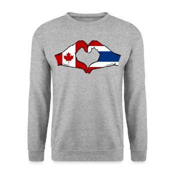 Kanada Thailand Flagge Hände Herzform - Unisex Pullover - Weißgrau meliert - Vorne - Alina (178cm) & Michal (187cm)