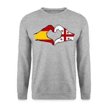 Spain Georgia Flag Hands Heart Shape - Unisex Sweatshirt - salt & pepper - Front - Alina (178cm) & Michal (187cm)
