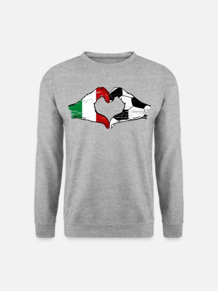 Italien Fussball Flagge Haende Herzform used - Unisex Pullover - Weißgrau meliert