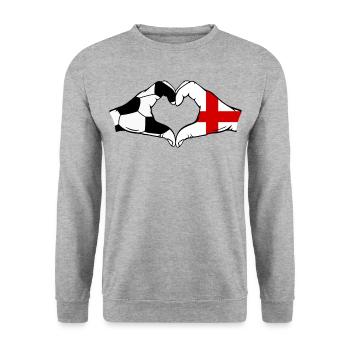 England Fussball Flagge Hände Herzform - Unisex Pullover - Weißgrau meliert - Vorne - Alina (178cm) & Michal (187cm)