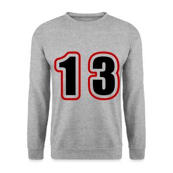 13 Nombre Collège - Sweat-shirt Unisexe - gris chiné - Devant - Alina (178cm) & Michal (187cm)