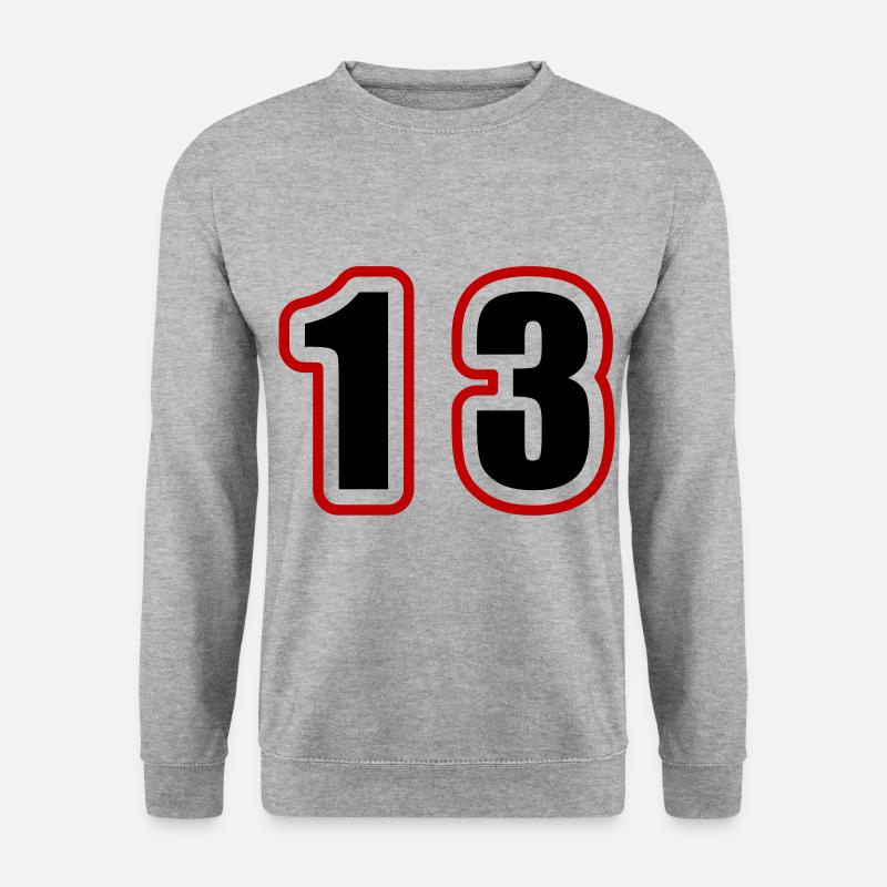 13 Zahl College - Unisex Pullover - Weißgrau meliert