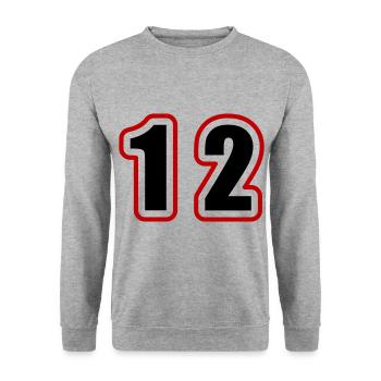 12 Number College - Unisex Sweatshirt - salt & pepper - Front - Alina (178cm) & Michal (187cm)