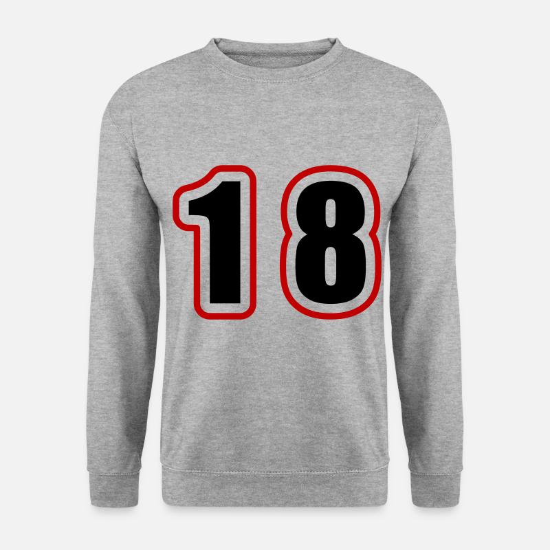 18 Zahl College - Unisex Pullover - Weißgrau meliert