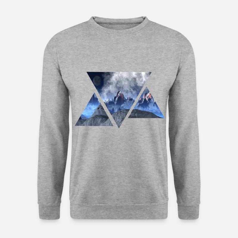Dreieck | Gebirge | Geschenkidee | Landschaft - Unisex Pullover - Weißgrau meliert