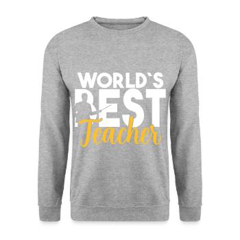 Welt bester Lehrer Lehrerin Schüler cooler Spruch - Unisex Pullover - Weißgrau meliert - Vorne - Alina (178cm) & Michal (187cm)
