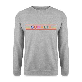 Somalia - Unisex Pullover - Weißgrau meliert - Vorne - Alina (178cm) & Michal (187cm)