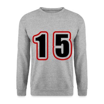 15 Number College - Unisex Sweatshirt - salt & pepper - Front - Alina (178cm) & Michal (187cm)