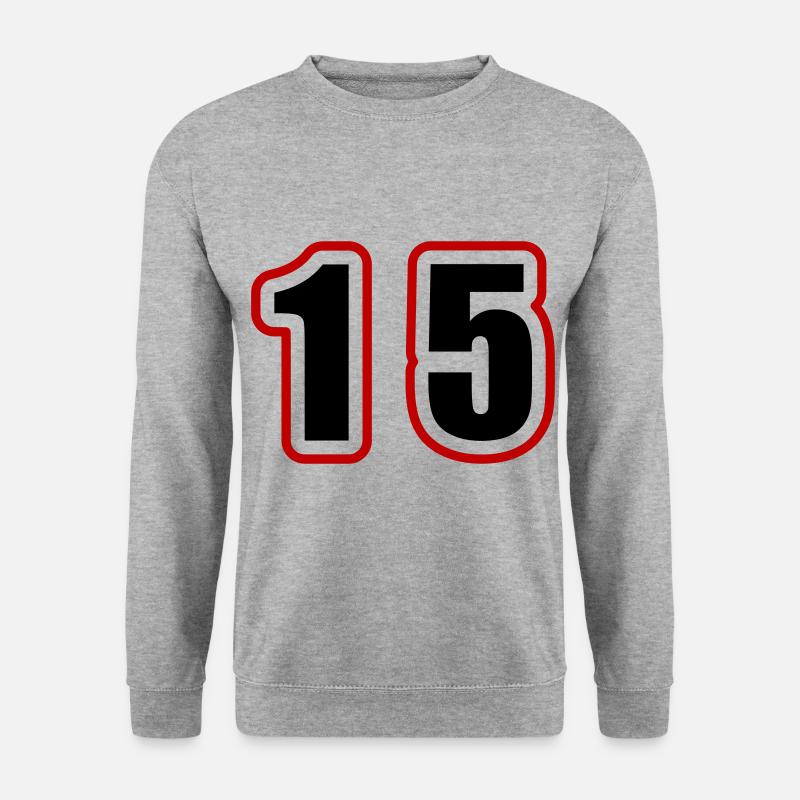 15 Zahl College - Unisex Pullover - Weißgrau meliert