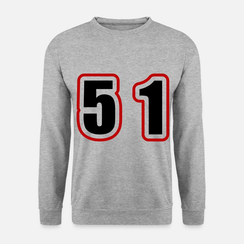 51 Zahl College - Unisex Pullover - Weißgrau meliert
