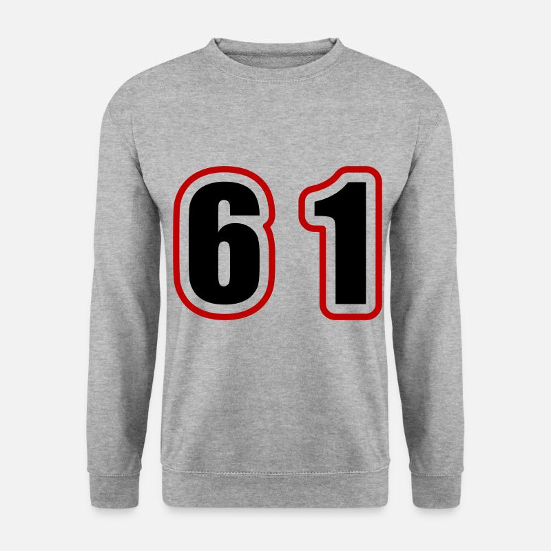 61 Zahl College - Unisex Pullover - Weißgrau meliert