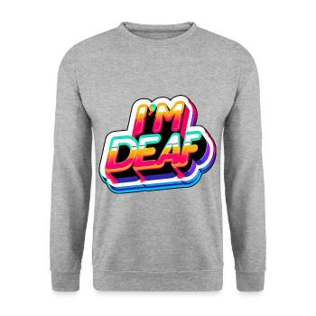 I'm Deaf 45 - Unisex Pullover - Weißgrau meliert - Vorne - Alina (178cm) & Michal (187cm)
