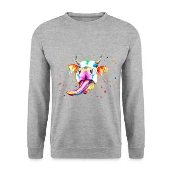 Cow that sticks out its tongue - Unisex Sweatshirt - salt & pepper - Front - Alina (178cm) & Michal (187cm)