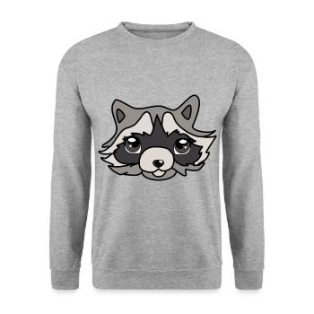 Tête de raton laveur - Sweat-shirt Unisexe - gris chiné - Devant - Alina (178cm) & Michal (187cm)