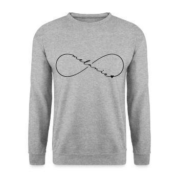 Melanie Name Infinity Symbol - Unisex Sweatshirt - salt & pepper - Front - Alina (178cm) & Michal (187cm)