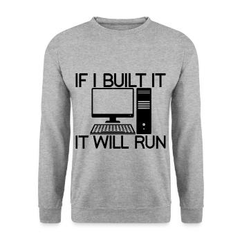 If I Build It, It Will Run - Unisex Pullover - Weißgrau meliert - Vorne - Alina (178cm) & Michal (187cm)