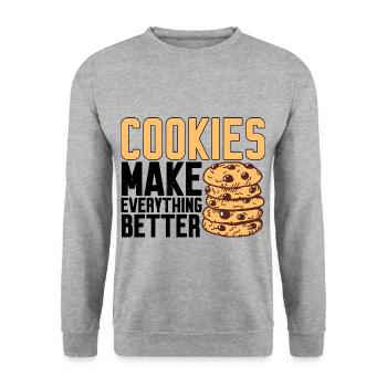 Cookies Make Everything Better 4 - Unisex Sweatshirt - salt & pepper - Front - Alina (178cm) & Michal (187cm)