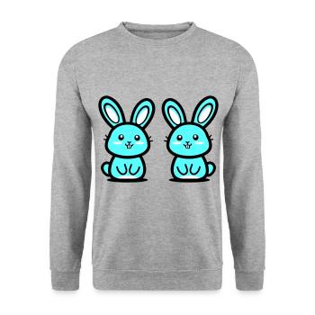 Ostern Symbol Hase - Unisex Pullover - Weißgrau meliert - Vorne - Alina (178cm) & Michal (187cm)