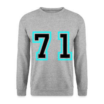 71 Symbole numérique - Sweat-shirt Unisexe - gris chiné - Devant - Alina (178cm) & Michal (187cm)