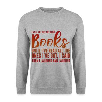 I will not buy any more books 4 - Unisex Sweatshirt - salt & pepper - Front - Alina (178cm) & Michal (187cm)