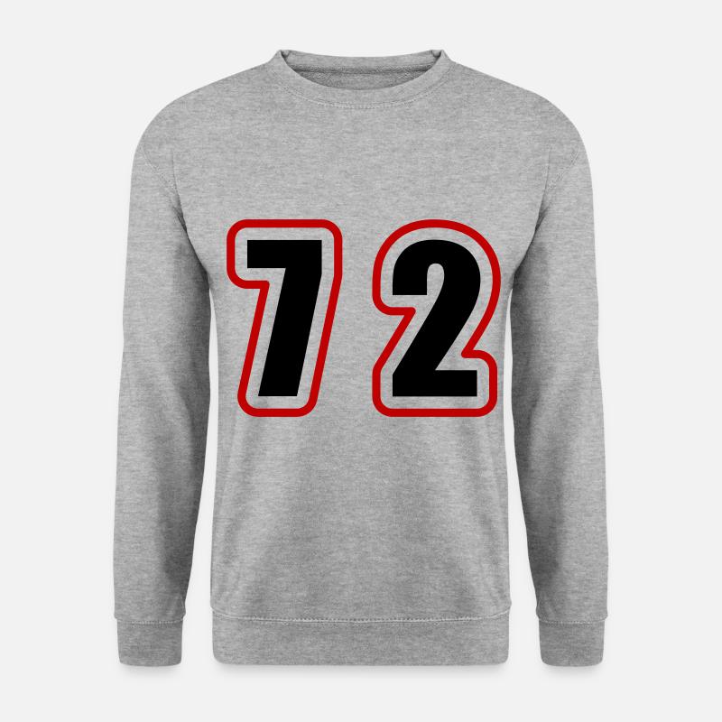72 Zahl College - Unisex Pullover - Weißgrau meliert