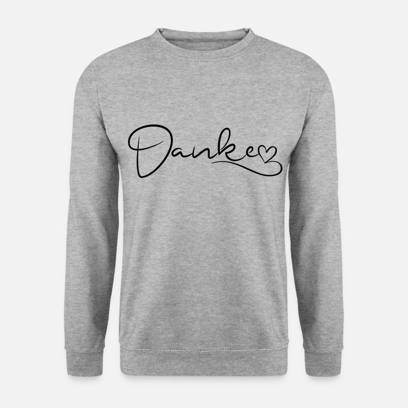 Danke Schrift mit Herz - Unisex Pullover - Weißgrau meliert