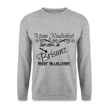 Meine Niedlichkeit überlagert die Brisanz - Unisex Pullover - Weißgrau meliert - Vorne - Alina (178cm) & Michal (187cm)
