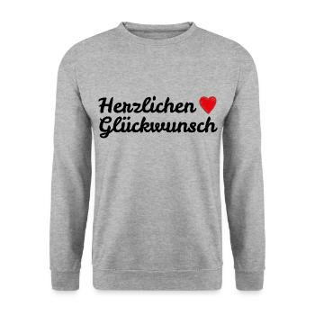 Herzlichen Glückwunsch - Unisex Pullover - Weißgrau meliert - Vorne - Alina (178cm) & Michal (187cm)