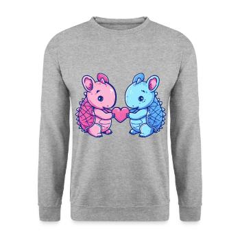 Armadillo Couple Love Couple In Love - Unisex Sweatshirt - salt & pepper - Front - Alina (178cm) & Michal (187cm)