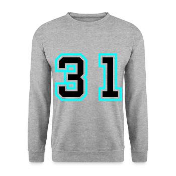 31 Symbole numérique - Sweat-shirt Unisexe - gris chiné - Devant - Alina (178cm) & Michal (187cm)