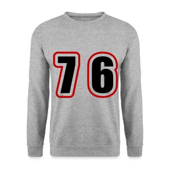 76 Nombre Collège - Sweat-shirt Unisexe - gris chiné - Devant - Alina (178cm) & Michal (187cm)