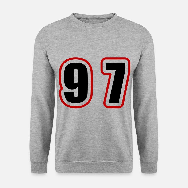 97 Zahl College - Unisex Pullover - Weißgrau meliert