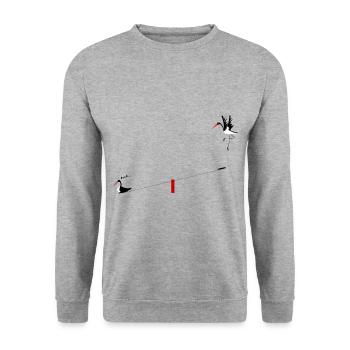 Cigognes noires - Sweat-shirt Unisexe - gris chiné - Devant - Alina (178cm) & Michal (187cm)