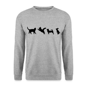 Cat Dog Bunny Animals Silhouette Silhouette - Unisex Sweatshirt - salt & pepper - Front - Alina (178cm) & Michal (187cm)