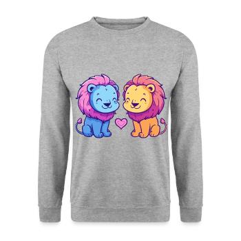 Leo Couple Love Couple In Love - Unisex Sweatshirt - salt & pepper - Front - Alina (178cm) & Michal (187cm)