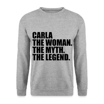 Woman Myth Legend Name Carla - Unisex Sweatshirt - salt & pepper - Front - Alina (178cm) & Michal (187cm)