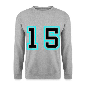 Symbole de 15 chiffres - Sweat-shirt Unisexe - gris chiné - Devant - Alina (178cm) & Michal (187cm)