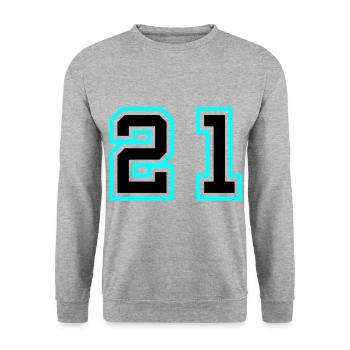 21 Number symbol - Unisex Sweatshirt - salt & pepper - Front - Alina (178cm) & Michal (187cm)