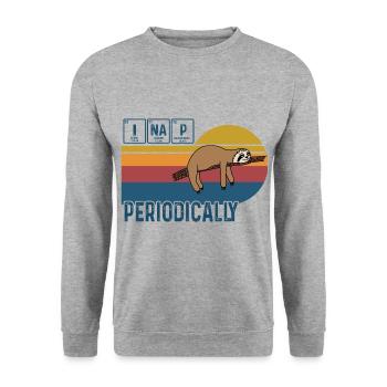 I Nap Periodically Vintage Funny Science Sloth - Unisex Sweatshirt - salt & pepper - Front - Alina (178cm) & Michal (187cm)