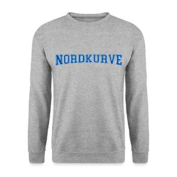 NORDKURVE - FUSSBALLFAN - STADION - FUSSBALLSPIEL - Unisex Pullover - Weißgrau meliert - Vorne - Alina (178cm) & Michal (187cm)