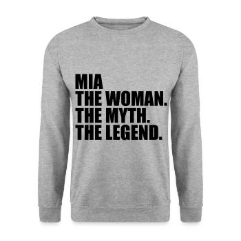 Woman Mythos Legende Name Mia - Unisex Pullover - Weißgrau meliert - Vorne - Alina (178cm) & Michal (187cm)