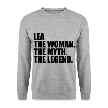 Woman Myth Legend Name Lea - Unisex Sweatshirt - salt & pepper - Front - Alina (178cm) & Michal (187cm)