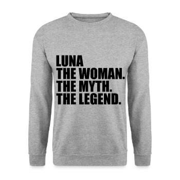 Woman Myth Legend Name Luna - Unisex Sweatshirt - salt & pepper - Front - Alina (178cm) & Michal (187cm)