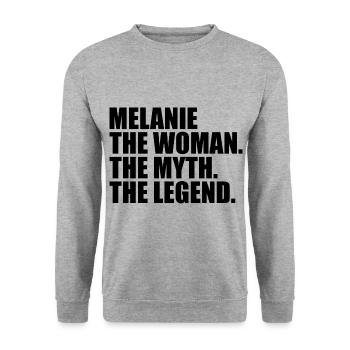 Woman Myth Legend Name Melanie - Unisex Sweatshirt - salt & pepper - Front - Alina (178cm) & Michal (187cm)