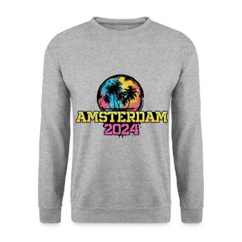 Amsterdam 2024 Travel Holidays - Unisex Sweatshirt - salt & pepper - Front - Alina (178cm) & Michal (187cm)