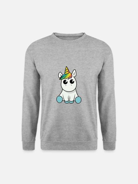 HQshirts Einhorn Niedlich Süß - Unisex Pullover - Weißgrau meliert